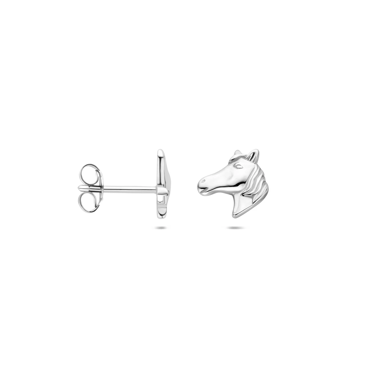oorknoppen paardenhoofd zilver gerhodineerd
