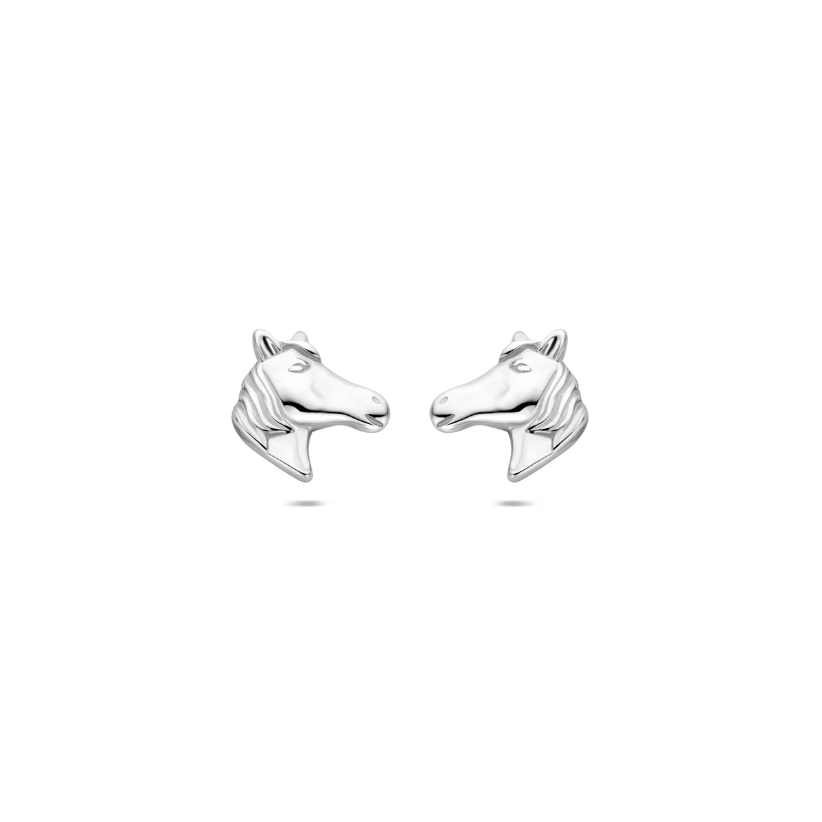 oorknoppen paardenhoofd zilver wit
