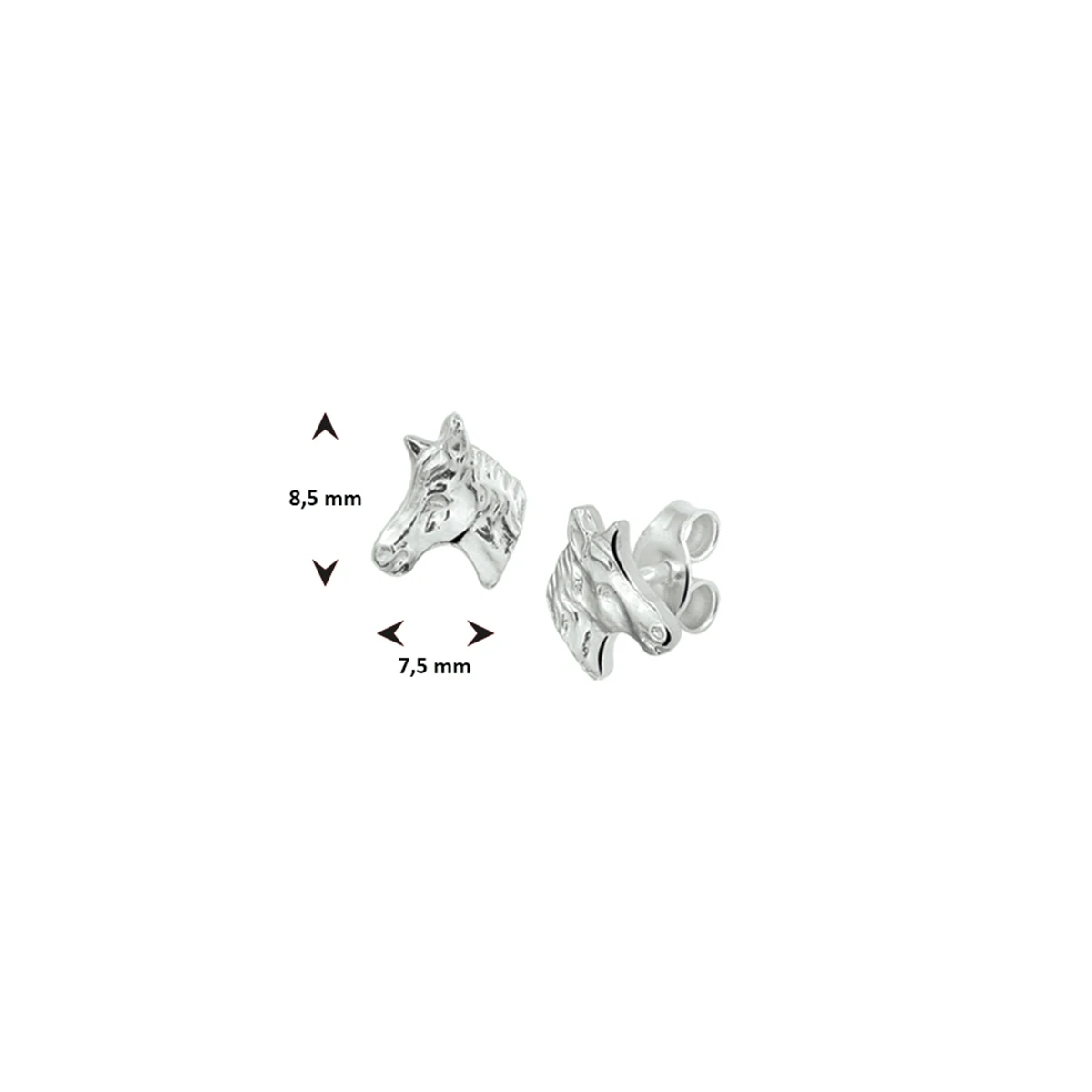 oorknoppen paardenhoofd zilver wit