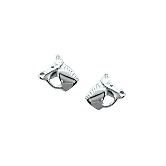 oorknoppen paardenhoofd zilver wit