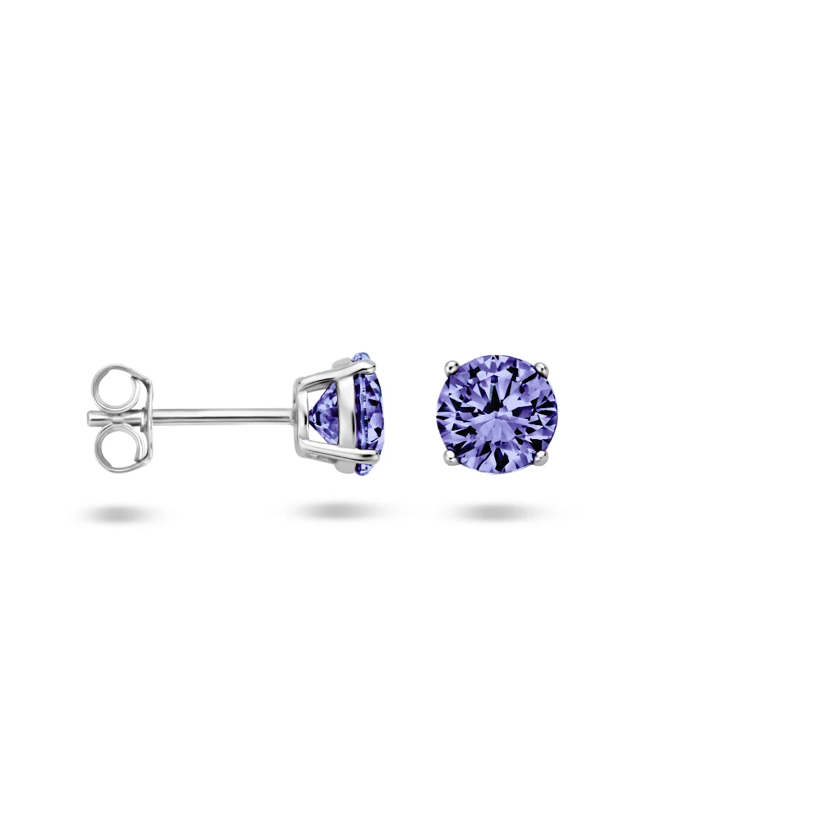 oorknoppen paars zirkonia zilver gerhodineerd