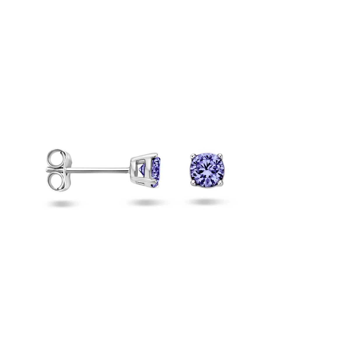 oorknoppen paars zirkonia zilver gerhodineerd