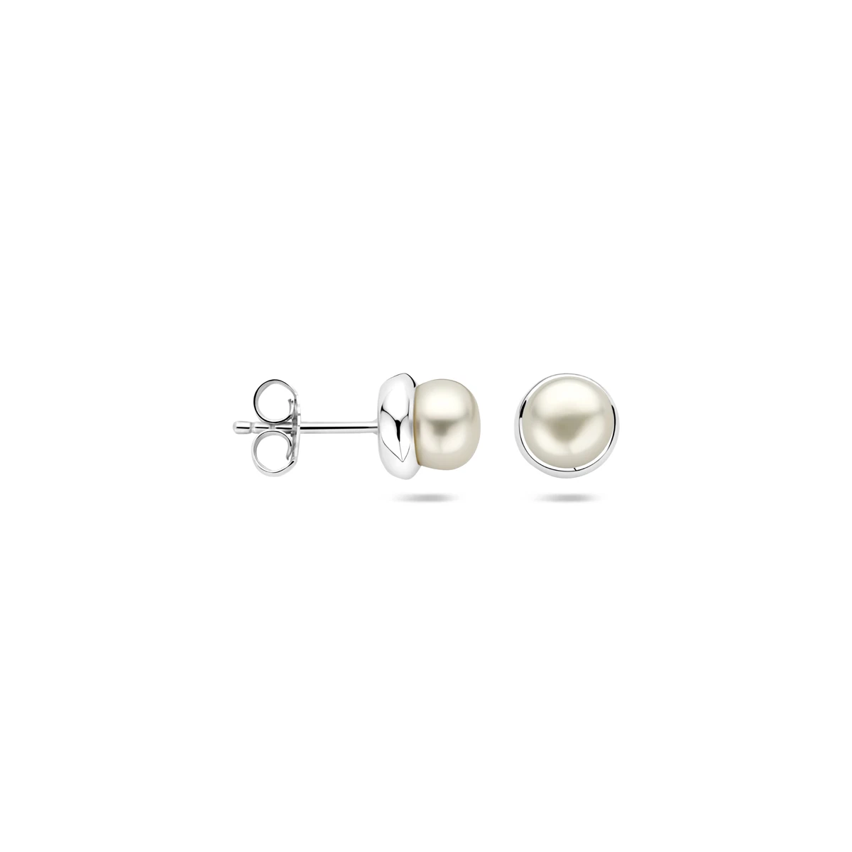 oorknoppen parel 7,5 mm zilver gerhodineerd