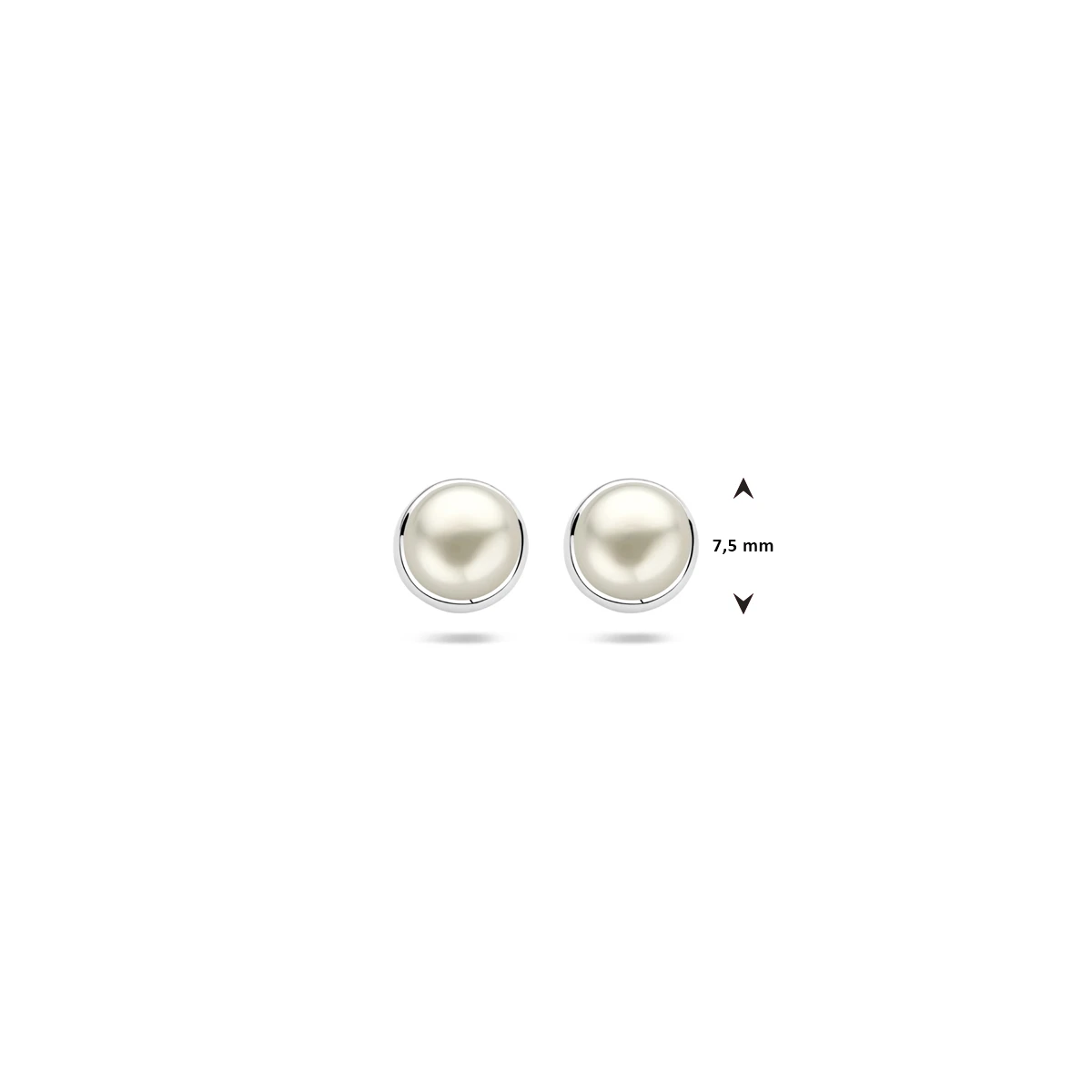 oorknoppen parel 7,5 mm zilver gerhodineerd