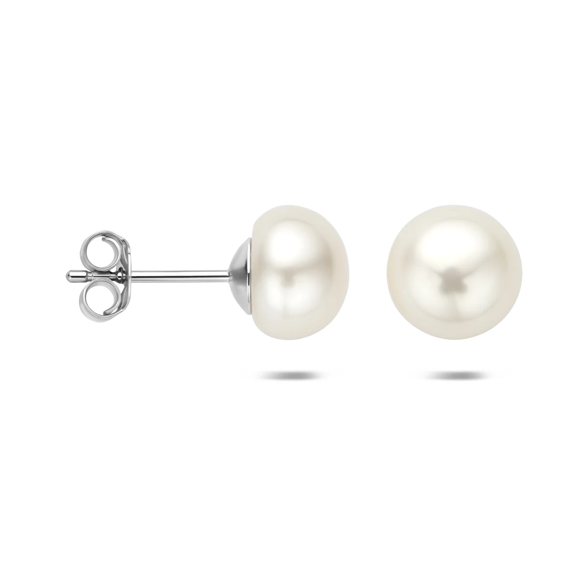 oorknoppen parel 9,3 mm zilver gerhodineerd