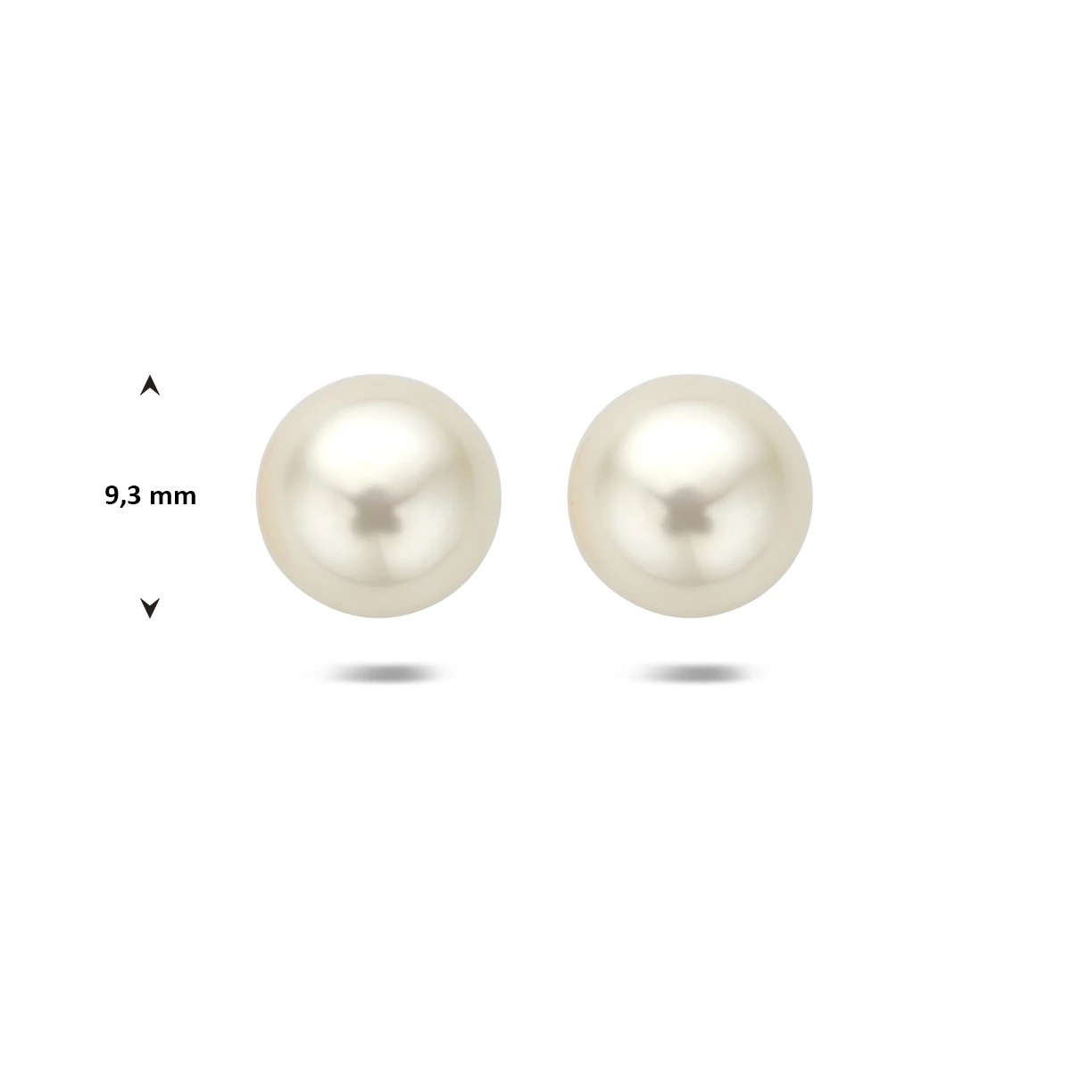 oorknoppen parel 9,3 mm zilver gerhodineerd