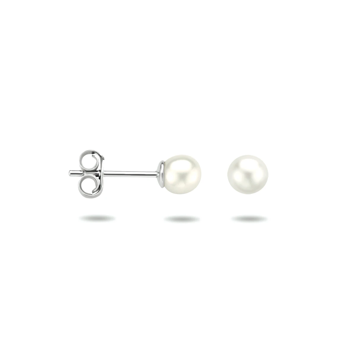 oorknoppen parel zilver gerhodineerd