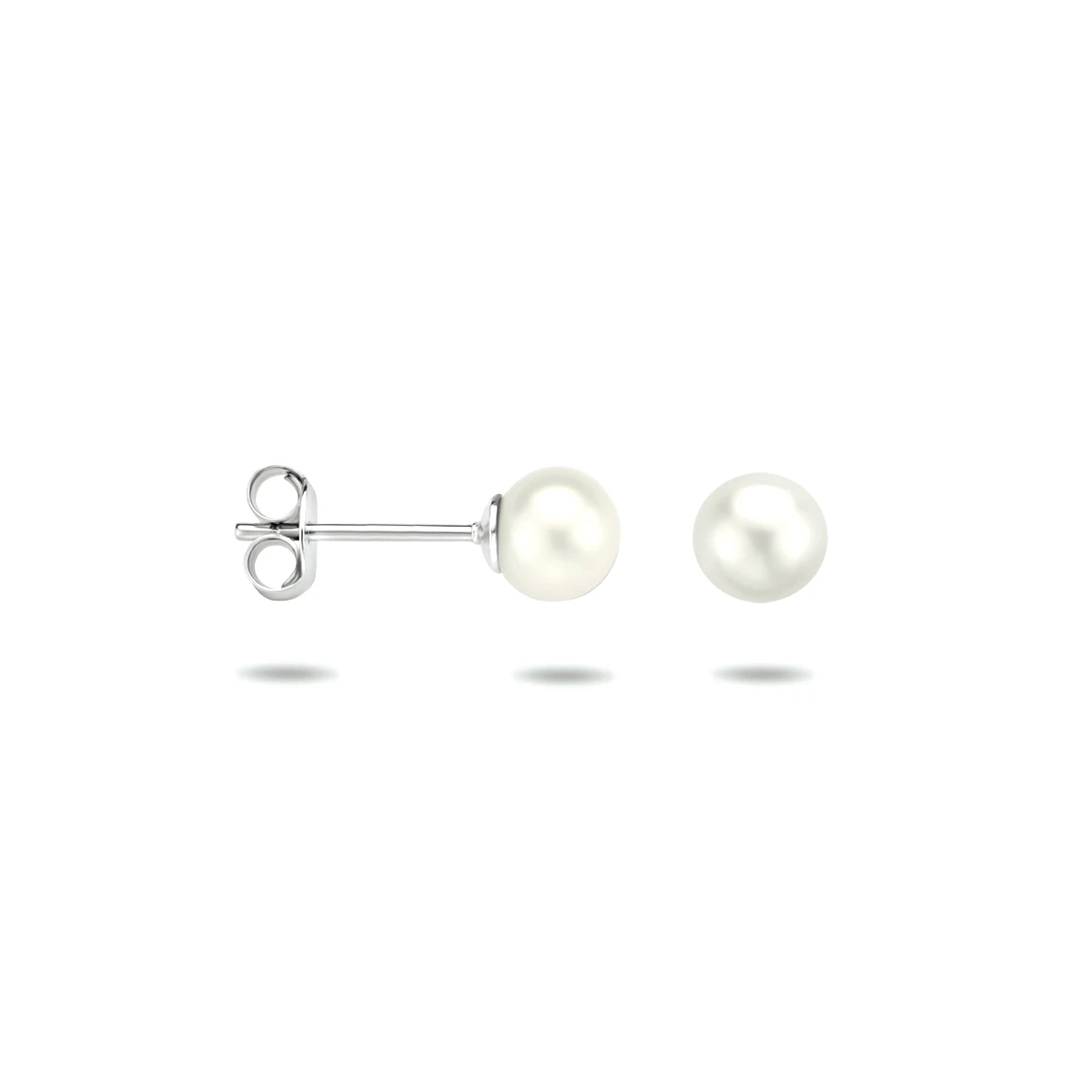 oorknoppen parel zilver gerhodineerd