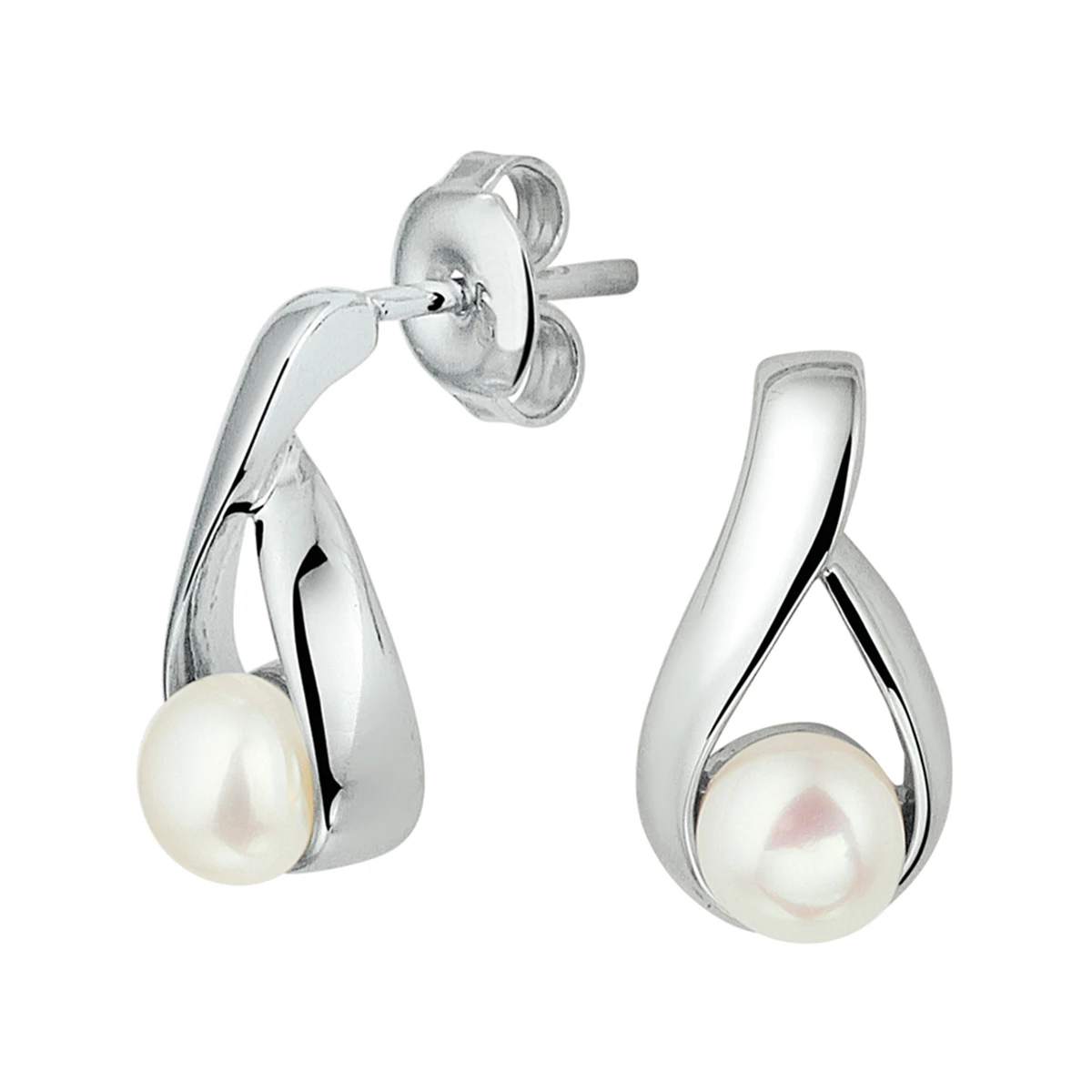 oorknoppen parel zilver gerhodineerd