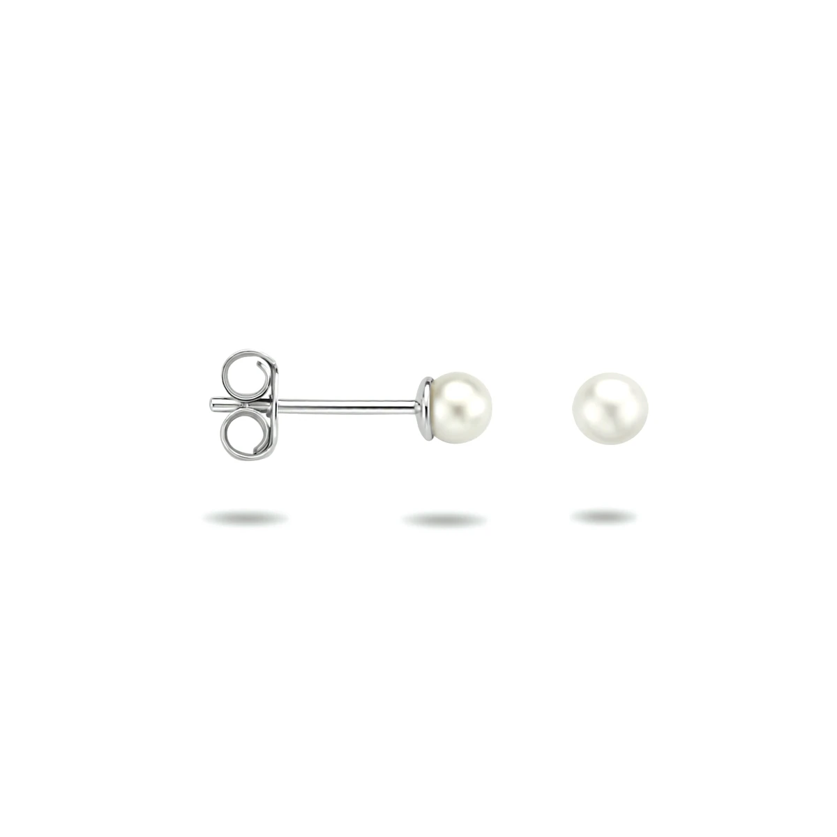 oorknoppen parel zilver gerhodineerd