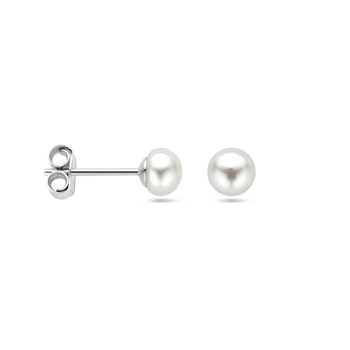 oorknoppen parel zilver gerhodineerd