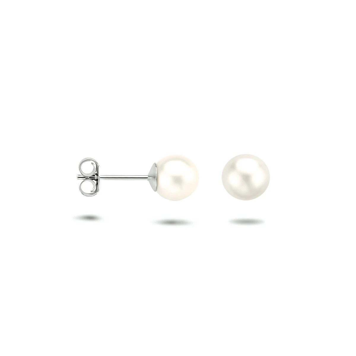 oorknoppen parel zilver gerhodineerd