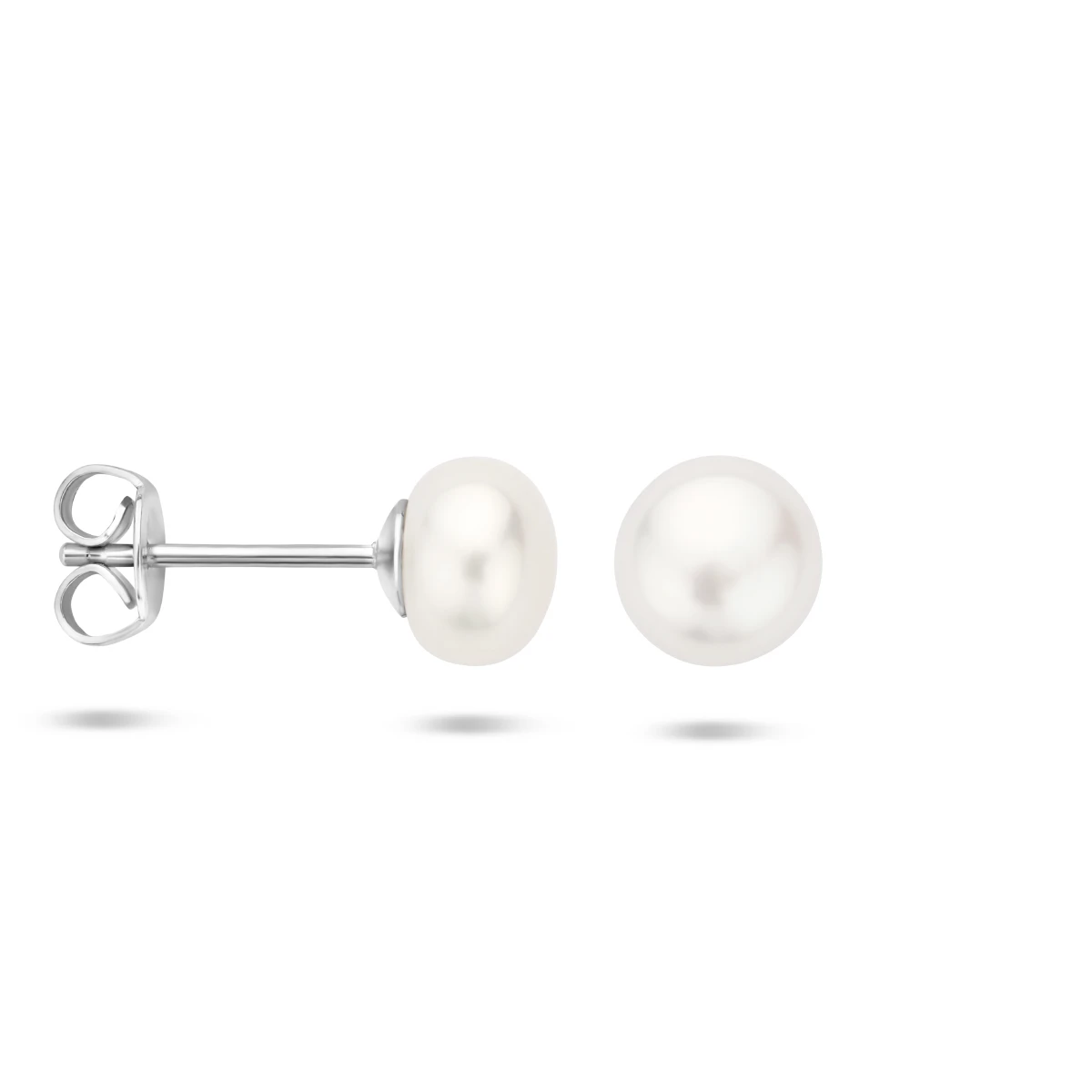 oorknoppen parel zilver gerhodineerd