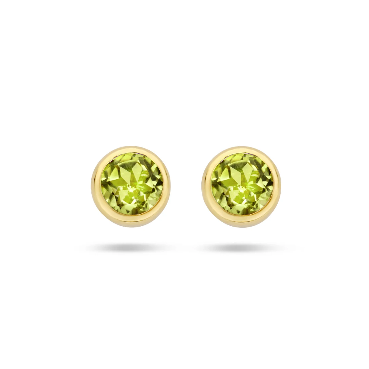 oorknoppen peridot 14K geelgoud