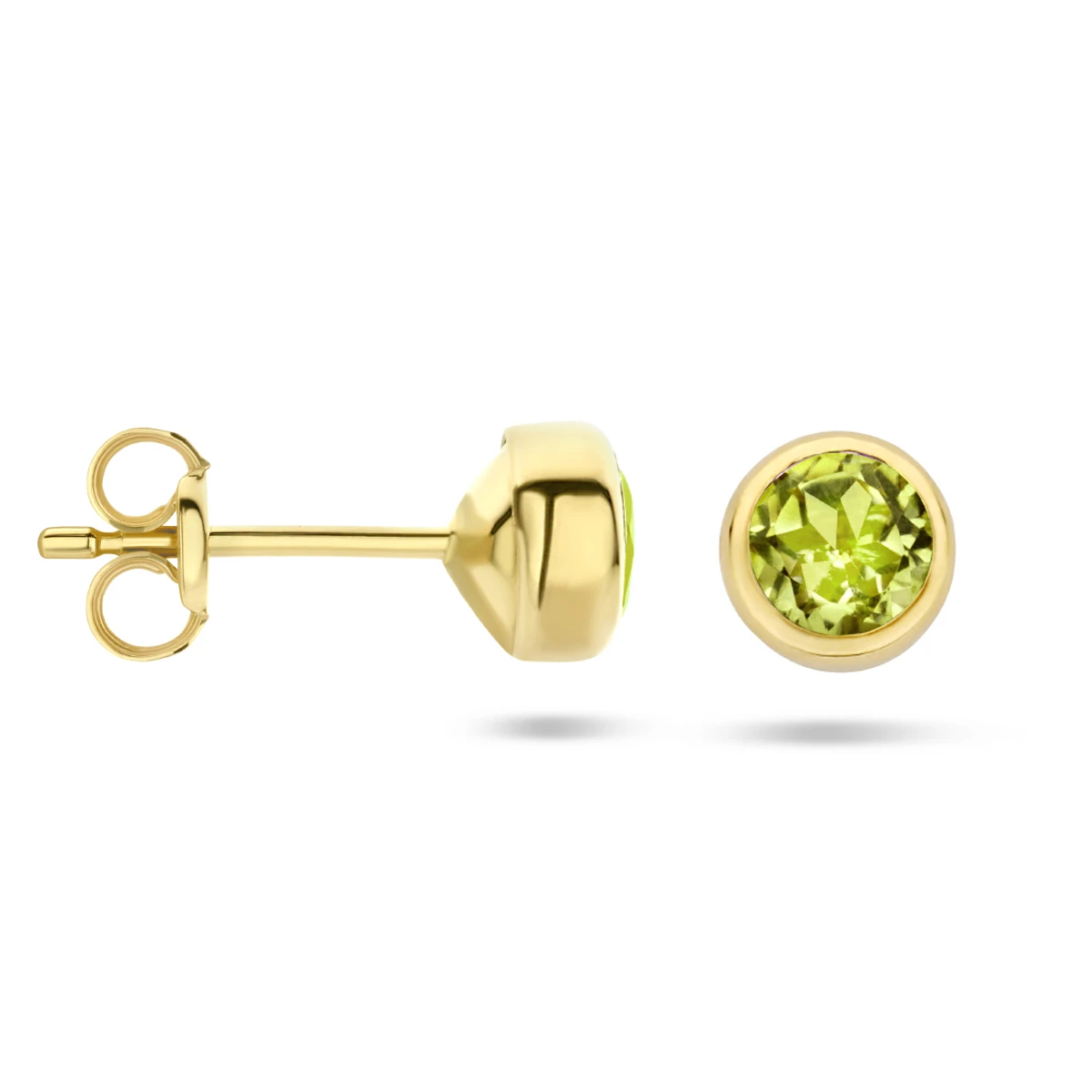 oorknoppen peridot 14K geelgoud