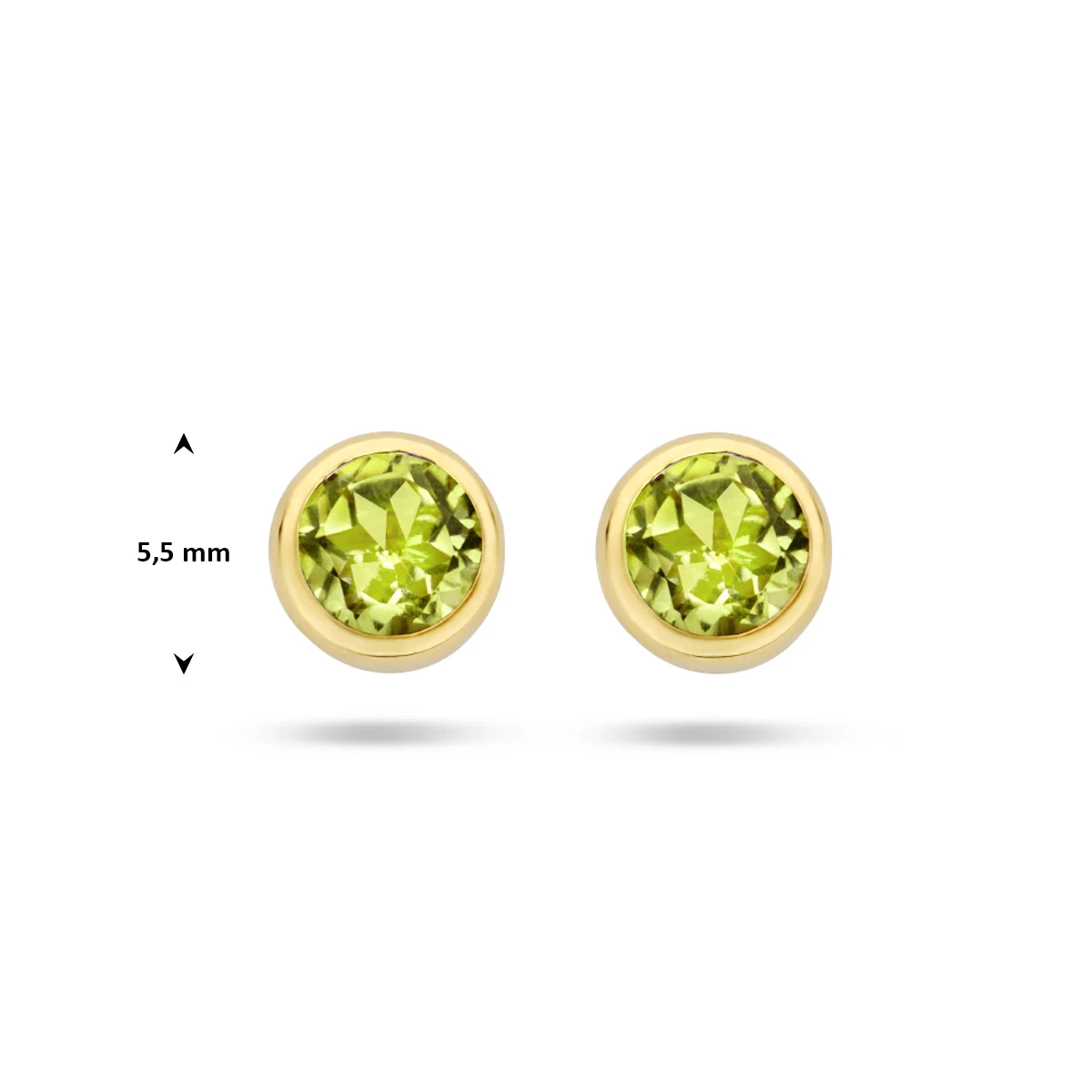 oorknoppen peridot 14K geelgoud