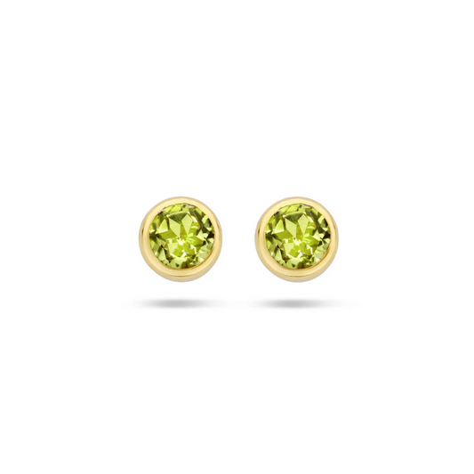 oorknoppen peridot 14K geelgoud