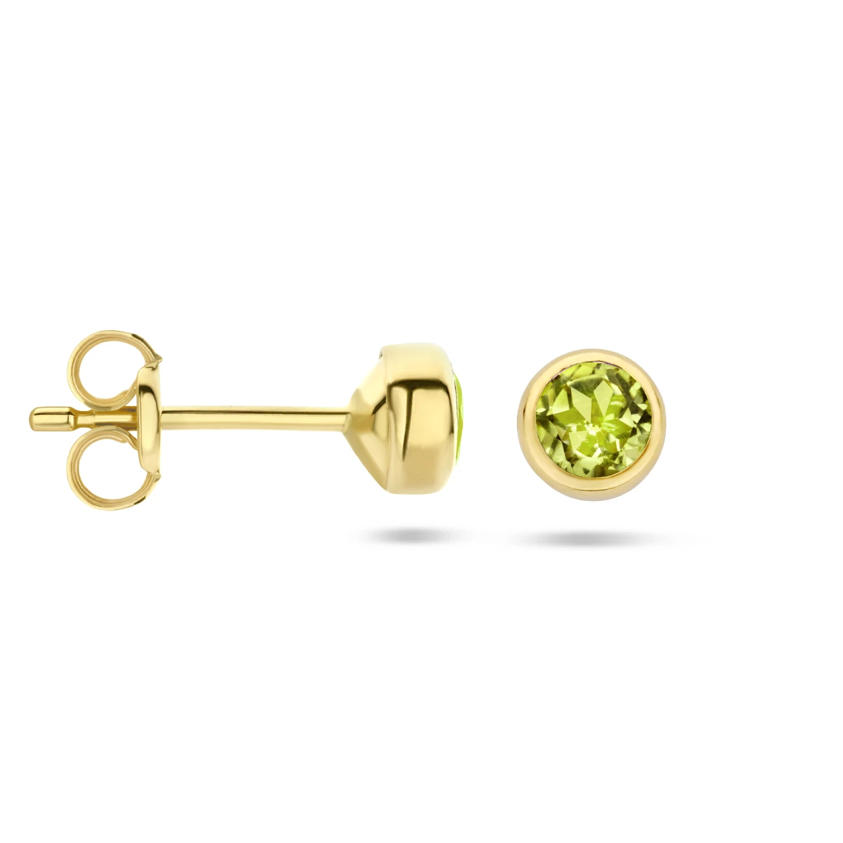 oorknoppen peridot 14K geelgoud