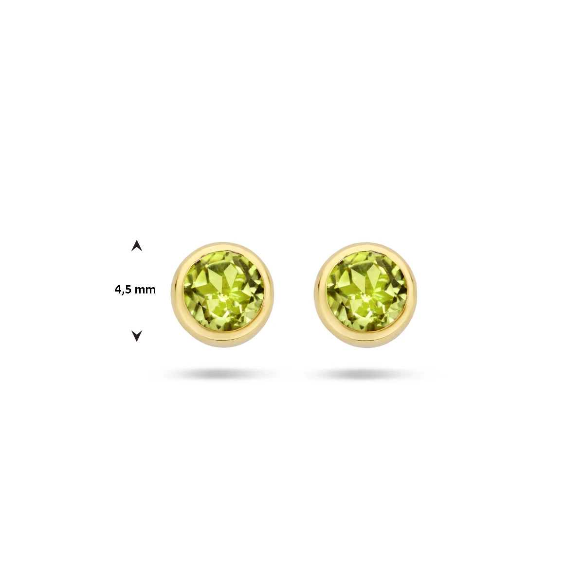 oorknoppen peridot 14K geelgoud