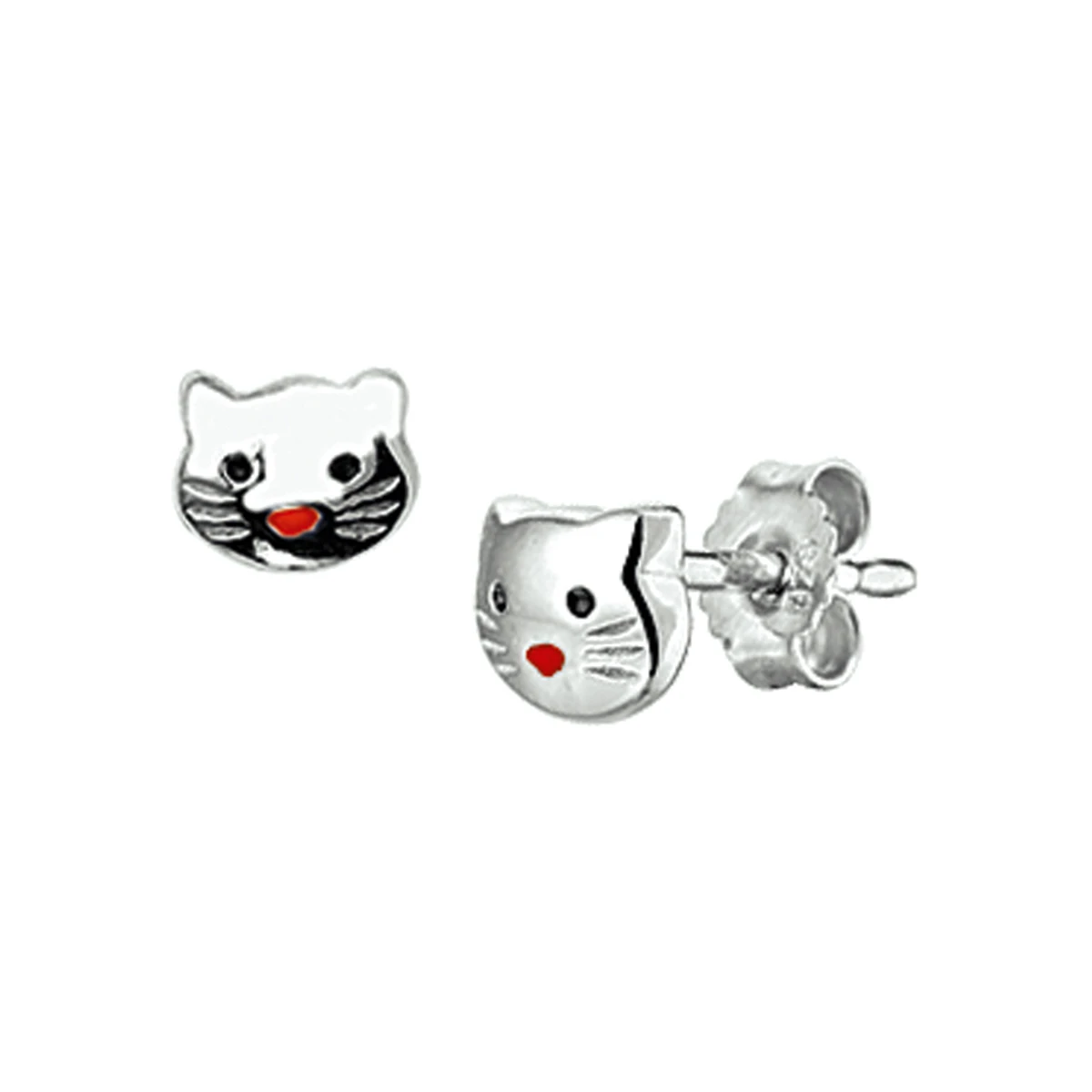oorknoppen poes zilver gerhodineerd