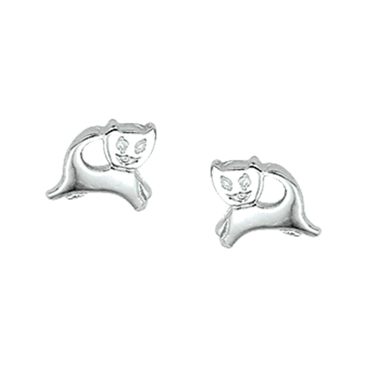 oorknoppen poes zilver gerhodineerd