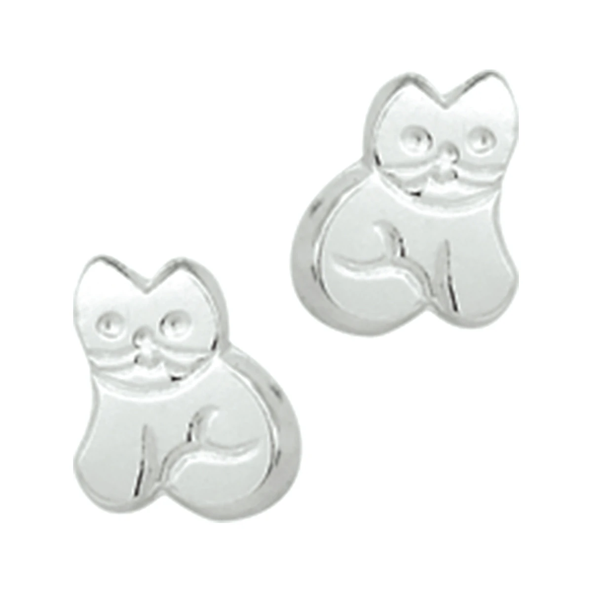 oorknoppen poes zilver wit