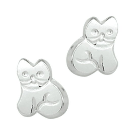 oorknoppen poes zilver wit