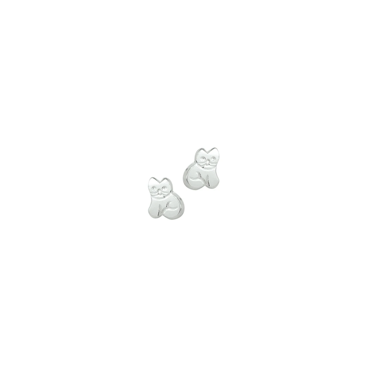 oorknoppen poes zilver wit