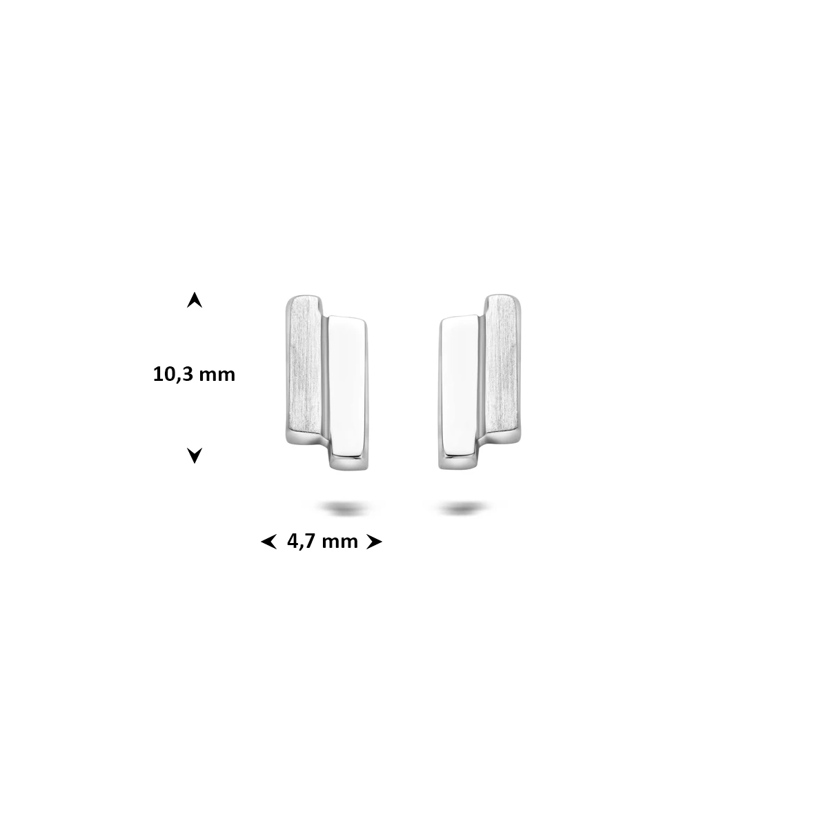 oorknoppen poli/mat 10,3 mm zilver gerhodineerd