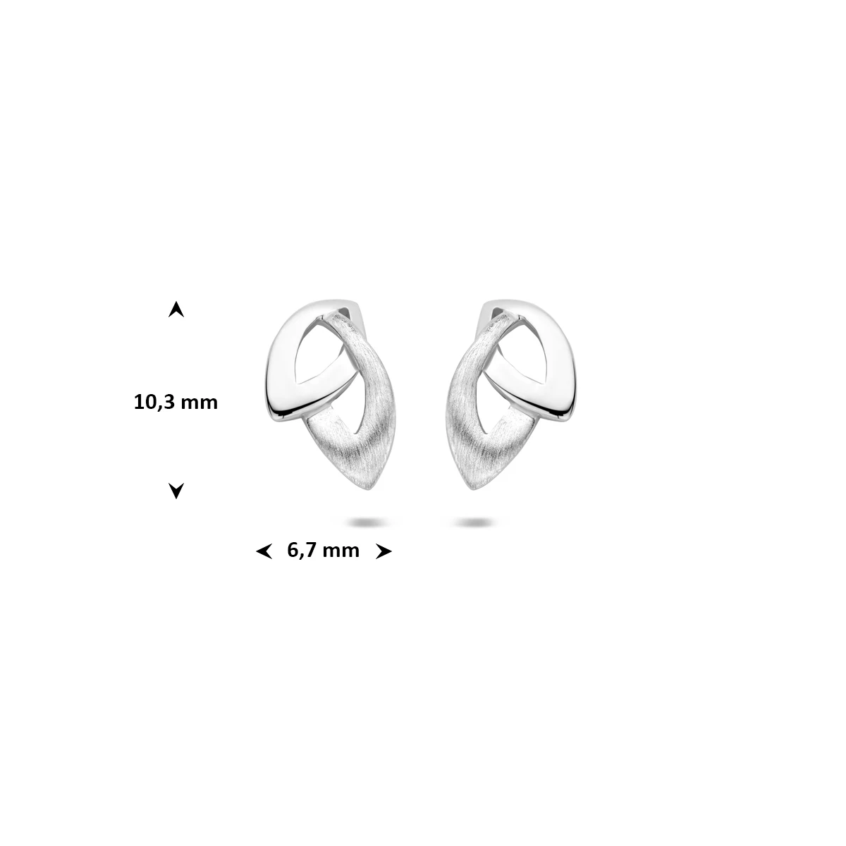 oorknoppen poli/mat 10,3 mm zilver gerhodineerd