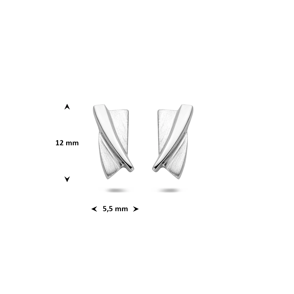 oorknoppen poli/mat 12 mm zilver gerhodineerd