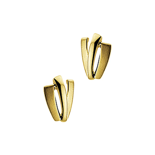 oorknoppen poli/mat 14K geelgoud