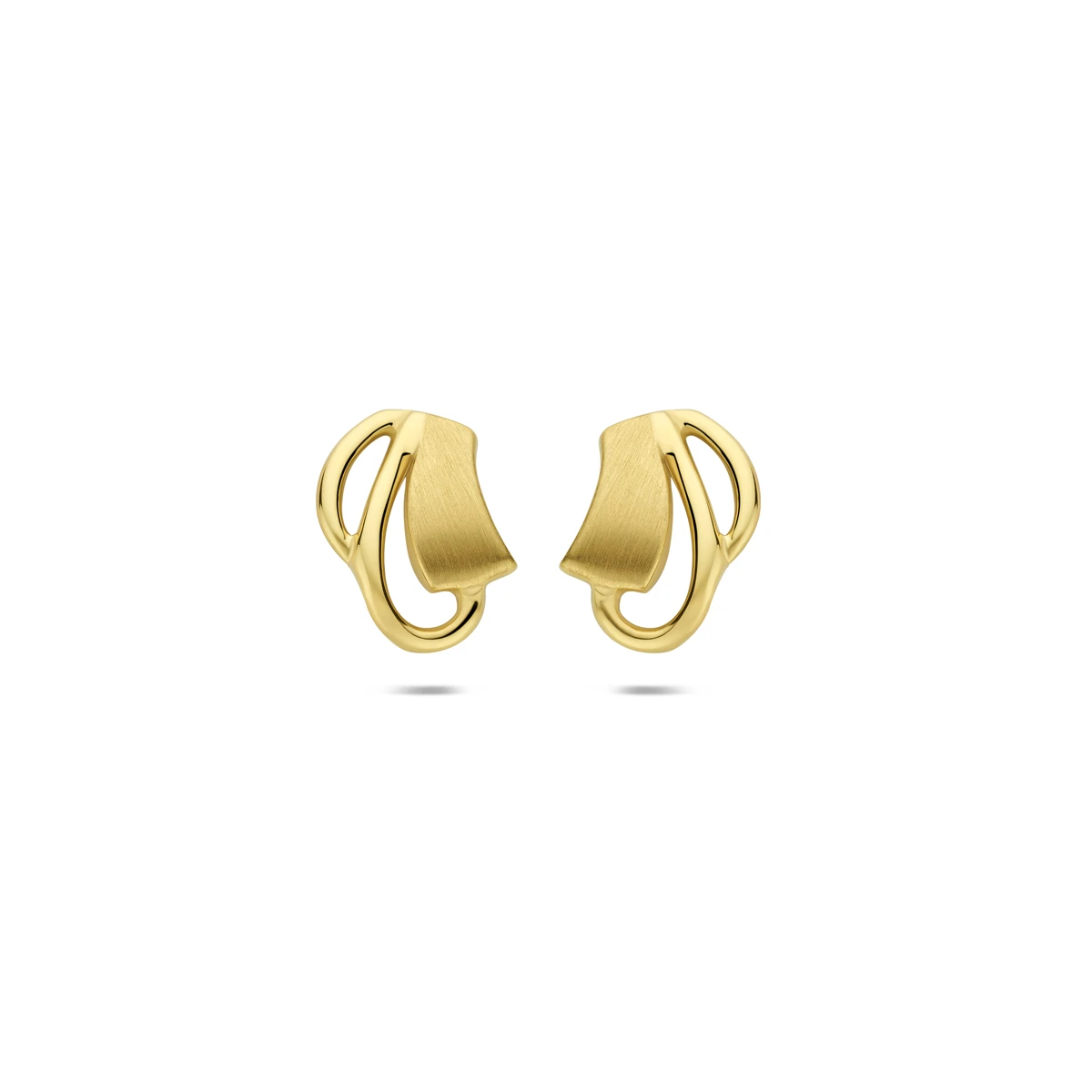 oorknoppen poli/mat 14K geelgoud