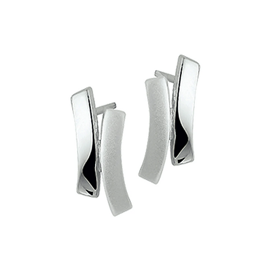 oorknoppen poli/mat 14K witgoud