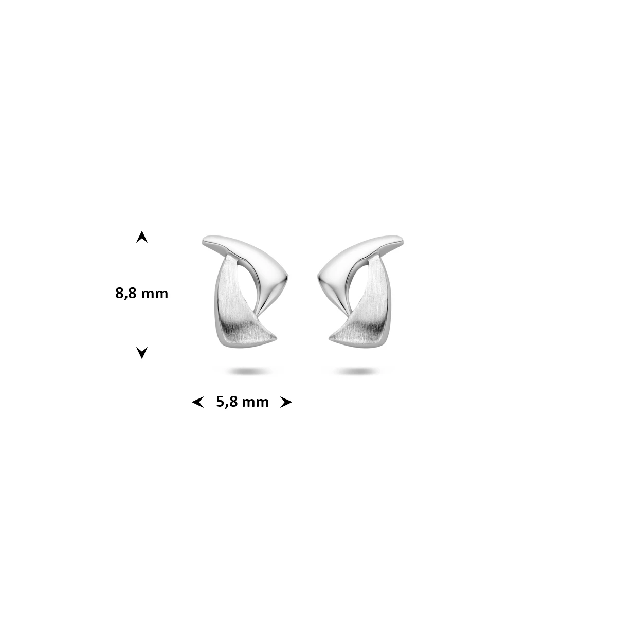 oorknoppen poli/mat 8,8 mm zilver gerhodineerd