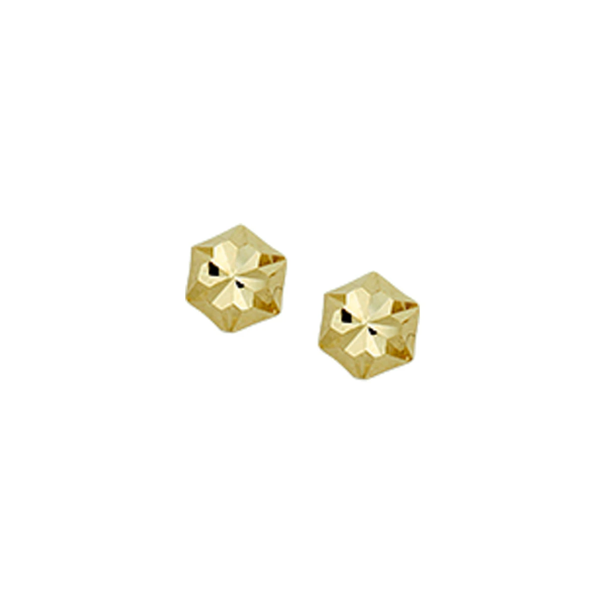 oorknoppen poli/mat gediamanteerd 14K geelgoud