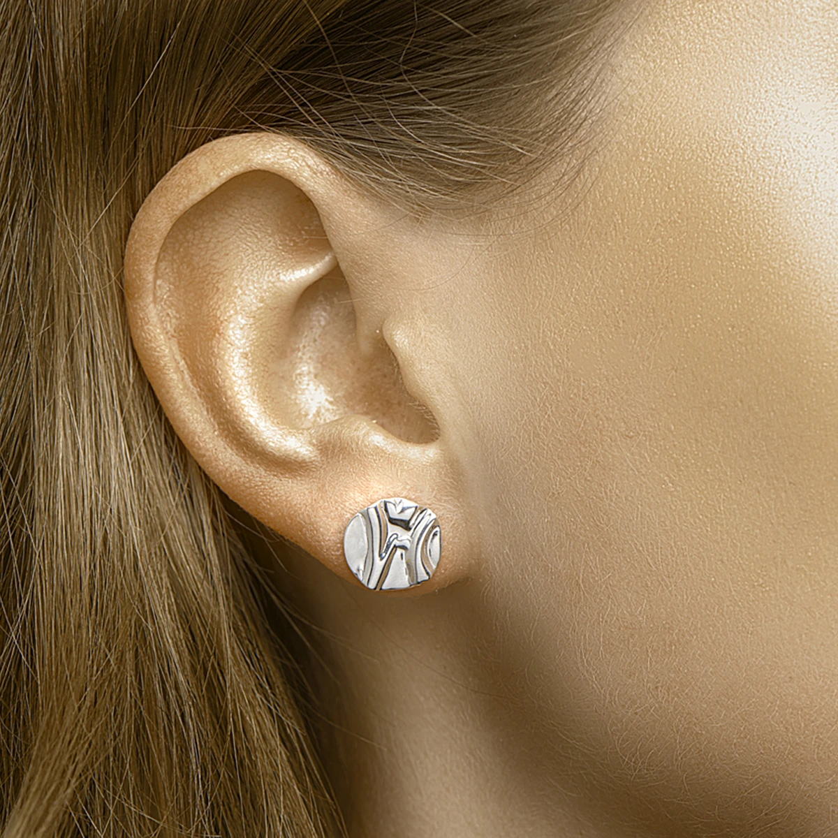 oorknoppen rond zilver gerhodineerd
