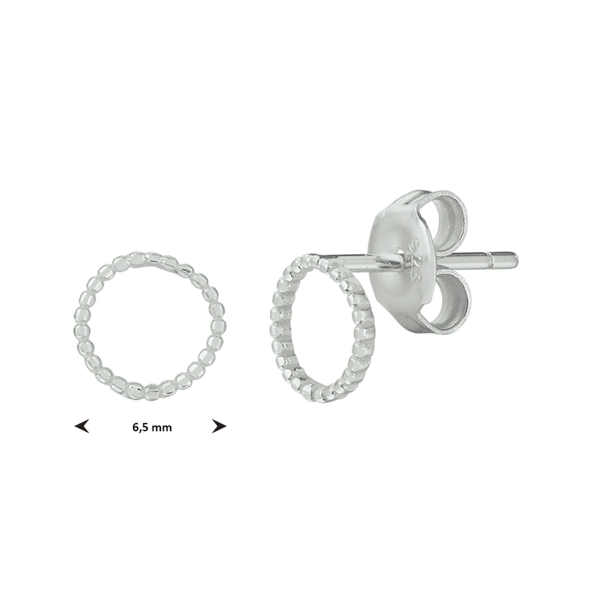 oorknoppen rond zilver gerhodineerd