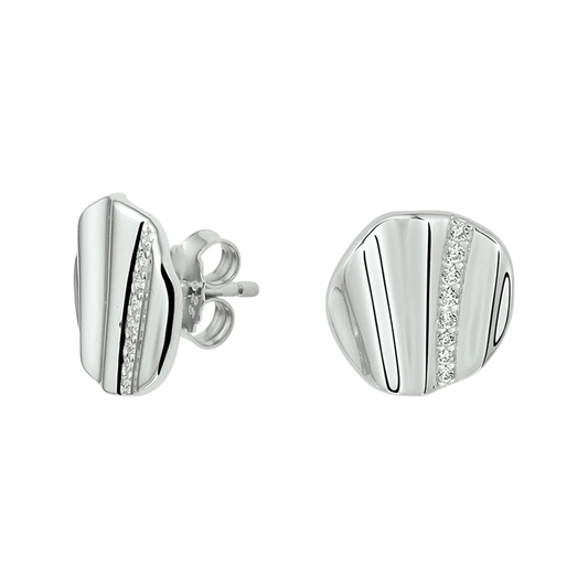 oorknoppen rond zirkonia zilver gerhodineerd