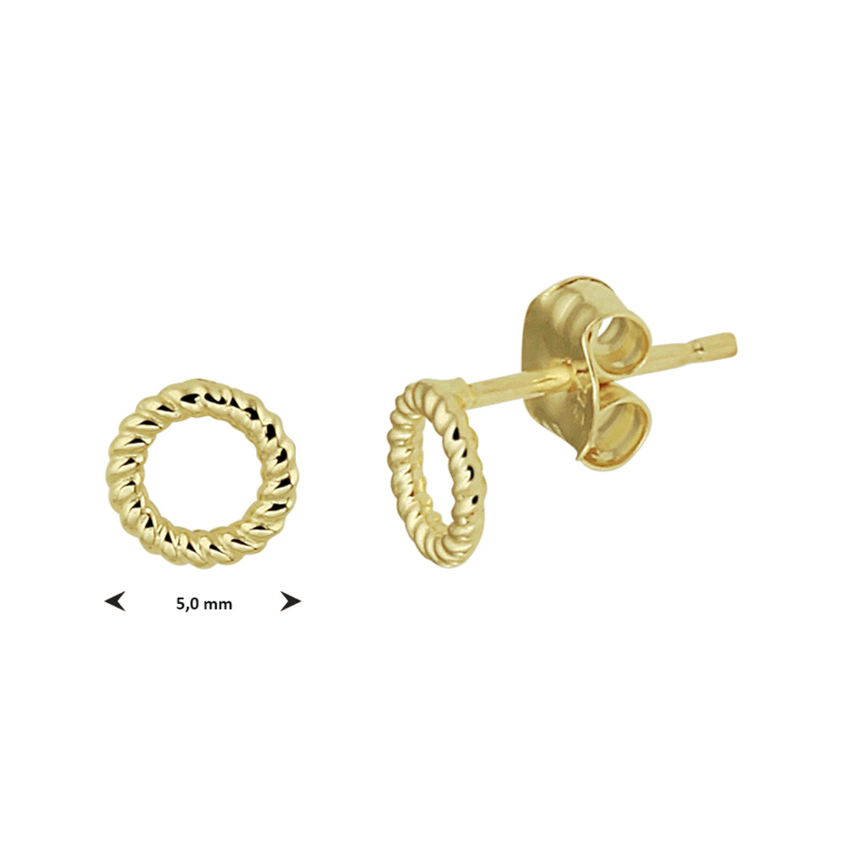 oorknoppen rondje 14K geelgoud