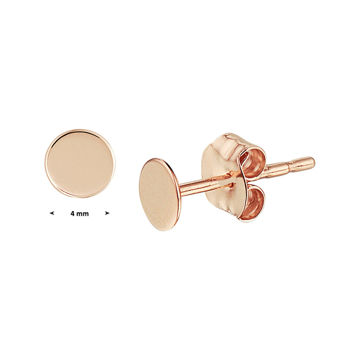 oorknoppen rondje 4 mm 14K roségoud