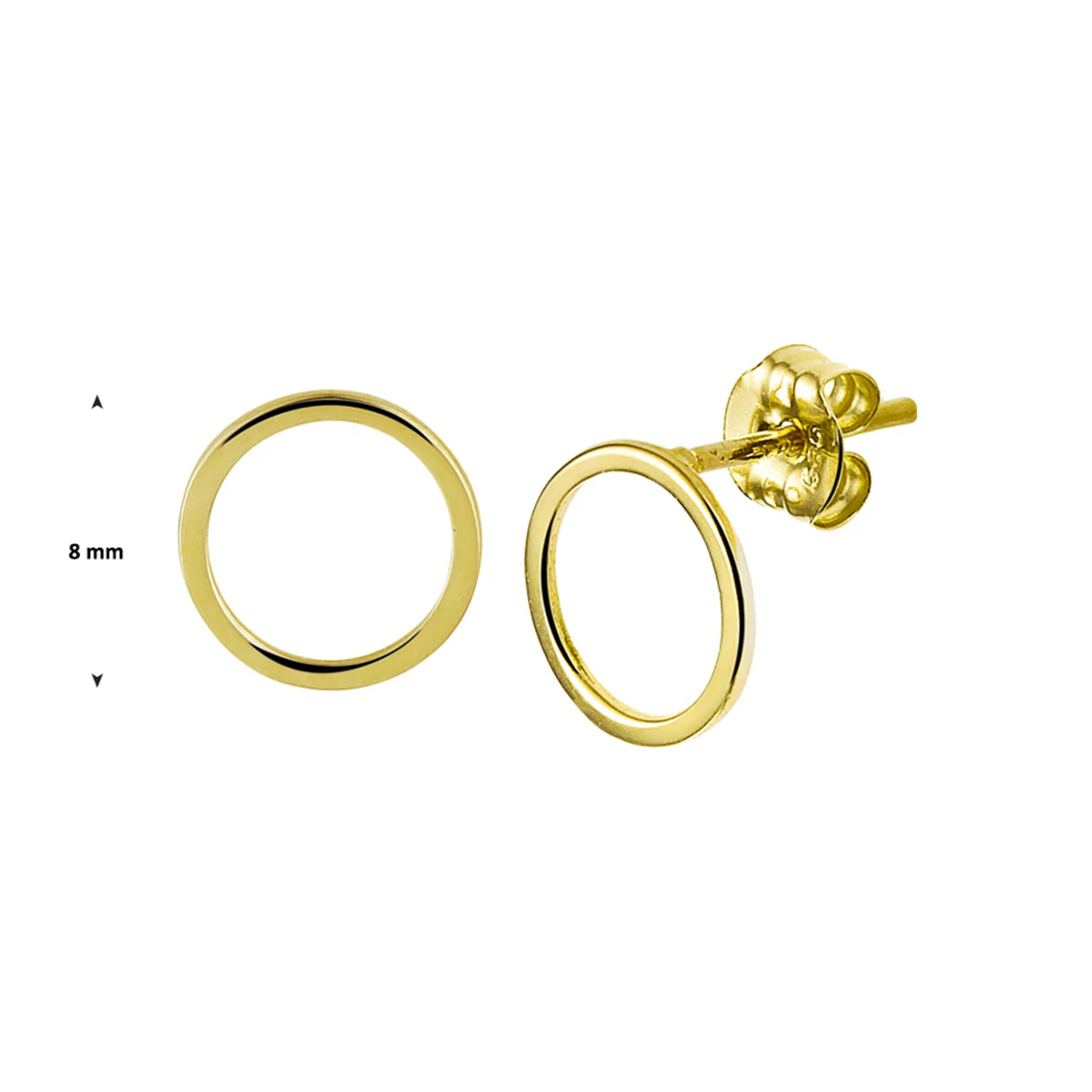 oorknoppen rondje 8 mm 14K geelgoud