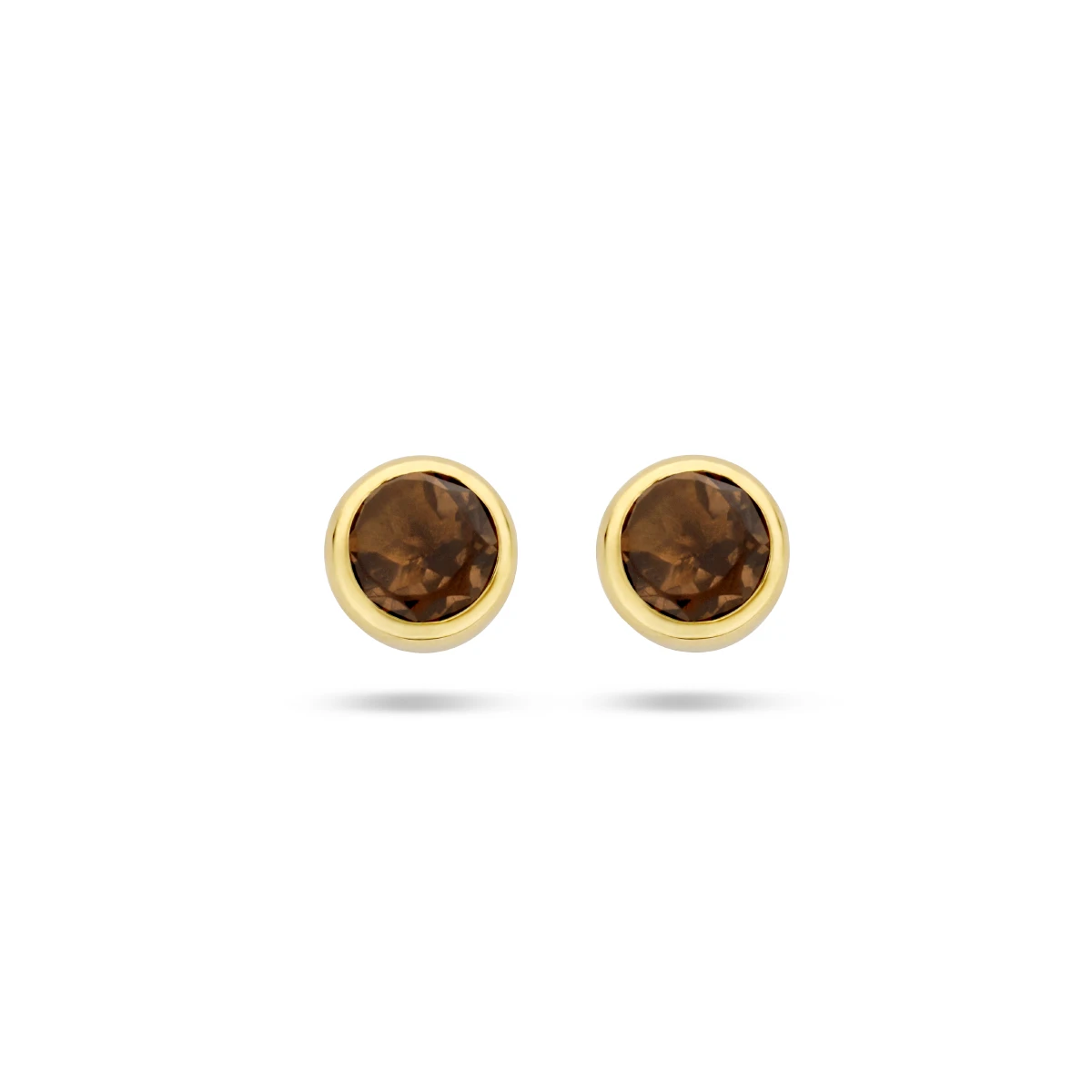 oorknoppen rookkwarts 4,5 mm 14K geelgoud