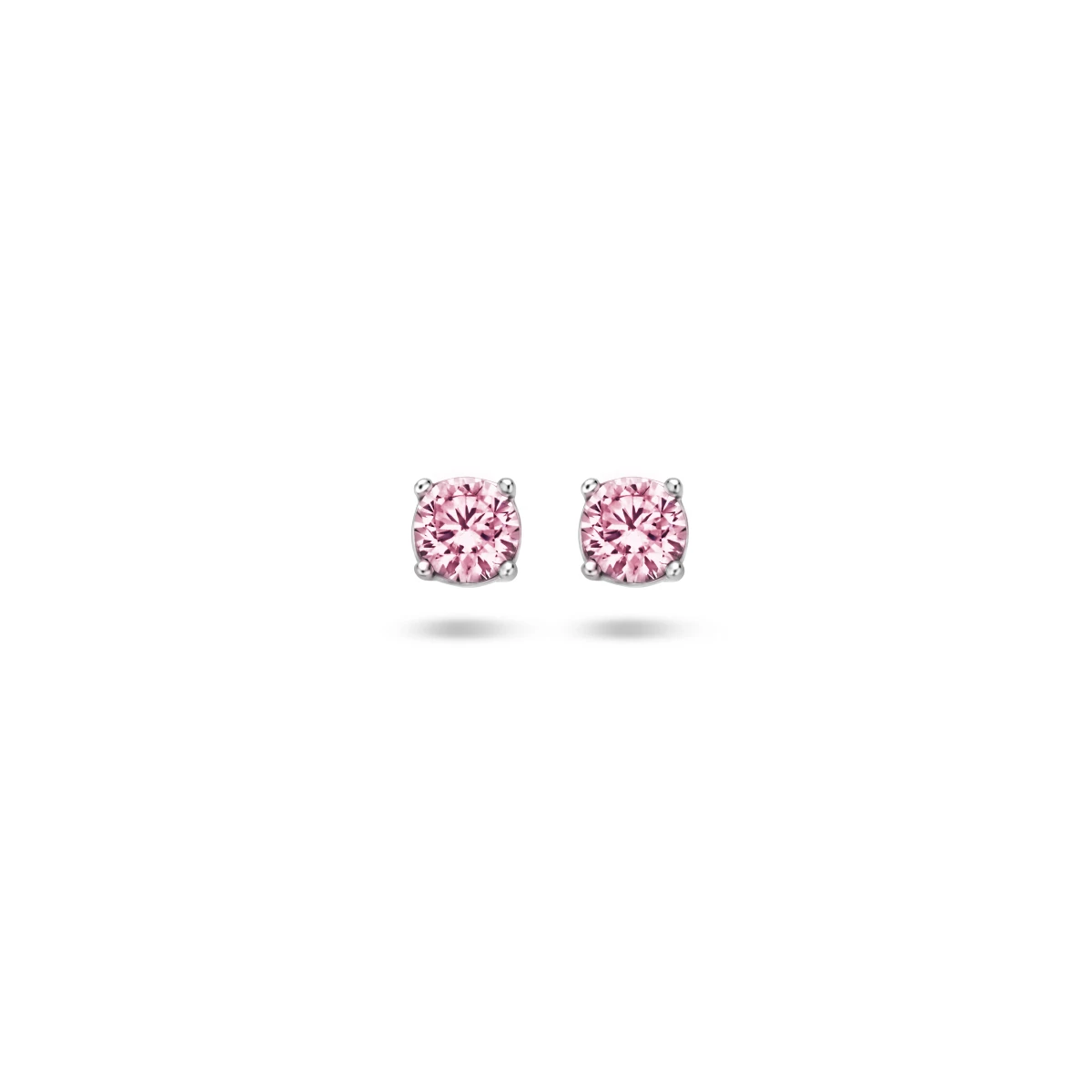oorknoppen roze zirkonia zilver gerhodineerd