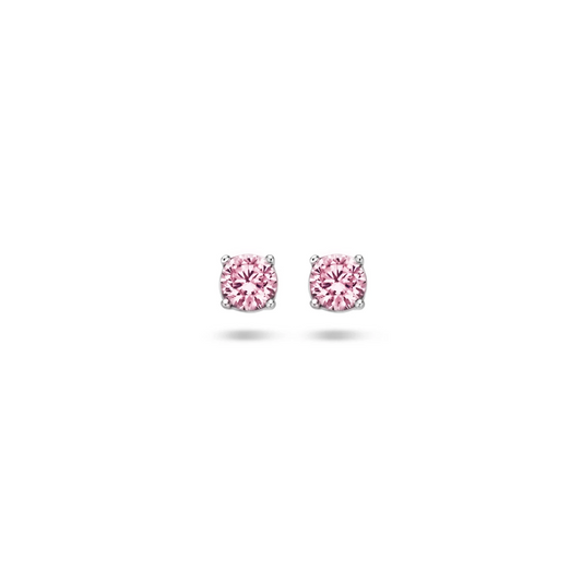 oorknoppen roze zirkonia zilver gerhodineerd