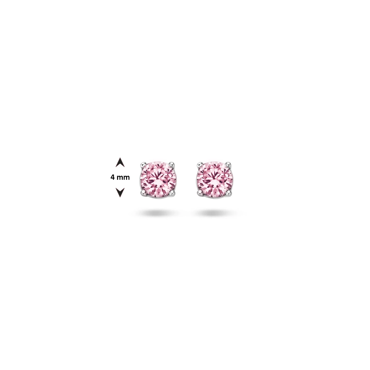 oorknoppen roze zirkonia zilver gerhodineerd