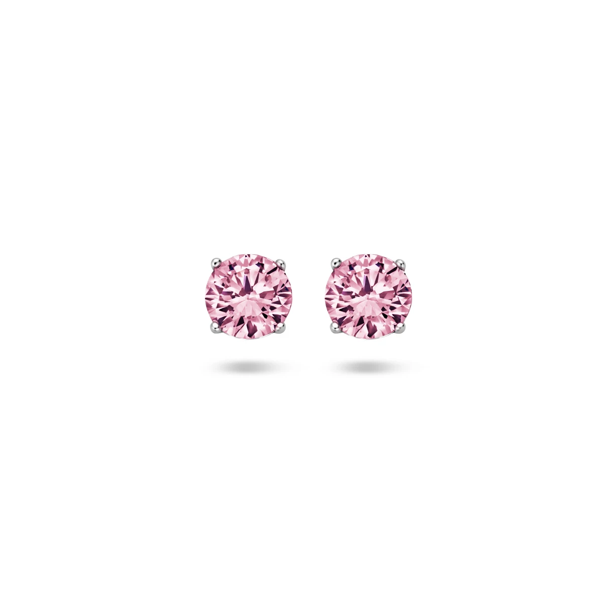 oorknoppen roze zirkonia zilver gerhodineerd