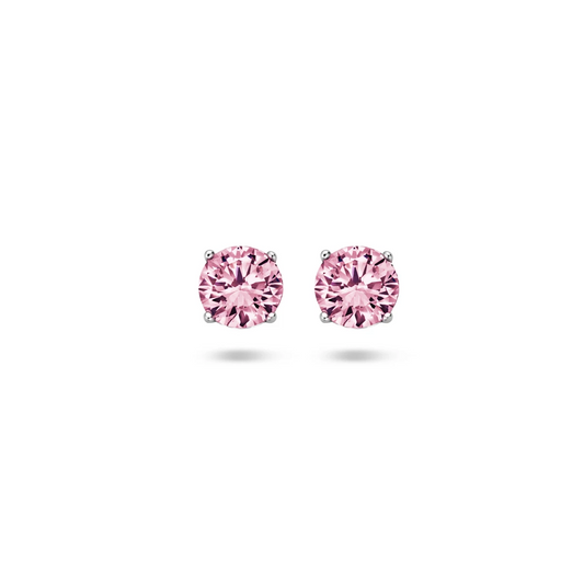oorknoppen roze zirkonia zilver gerhodineerd