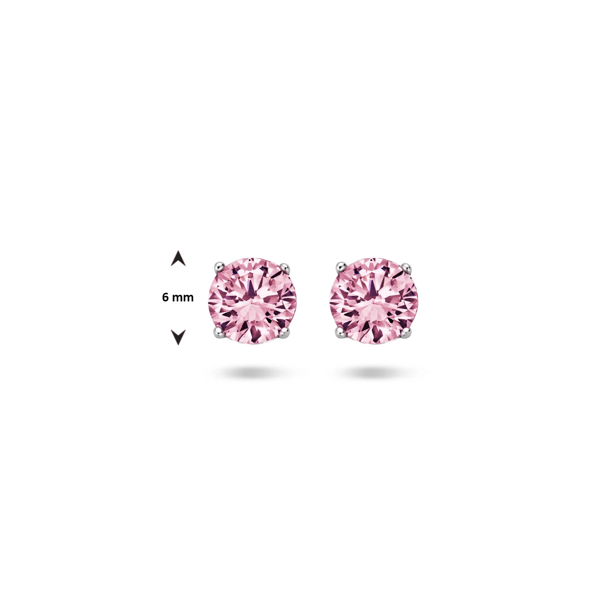 oorknoppen roze zirkonia zilver gerhodineerd