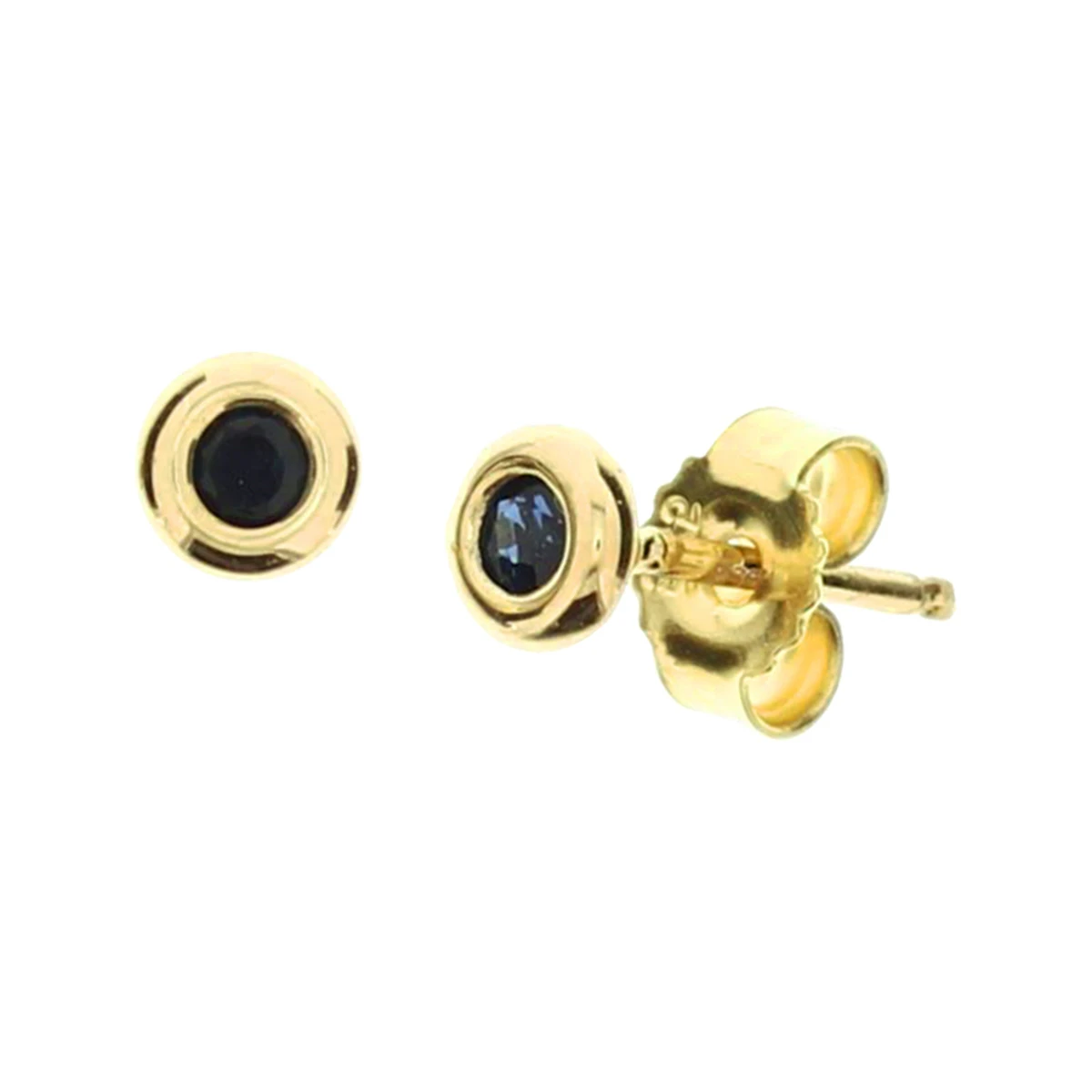 oorknoppen saffier 14K geelgoud